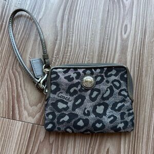 Coach Black and Silver Leopard Wristlet